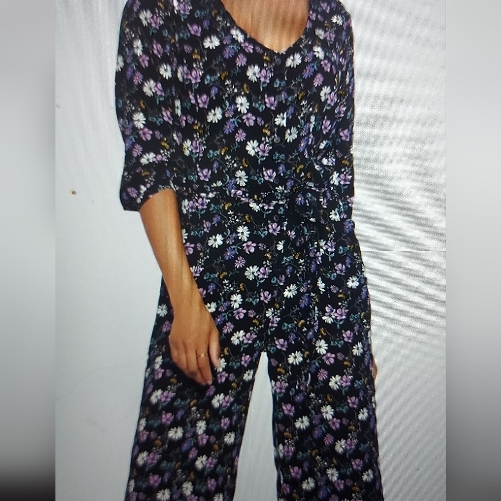 Cottagecore Floral BILLYT Jumpsuit Wide Leg Ditsy Print Size Small Garden Party